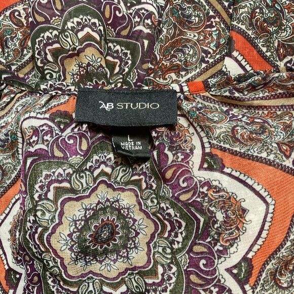 AB Studio red&purple sheer blouse - Picture 2 of 6
